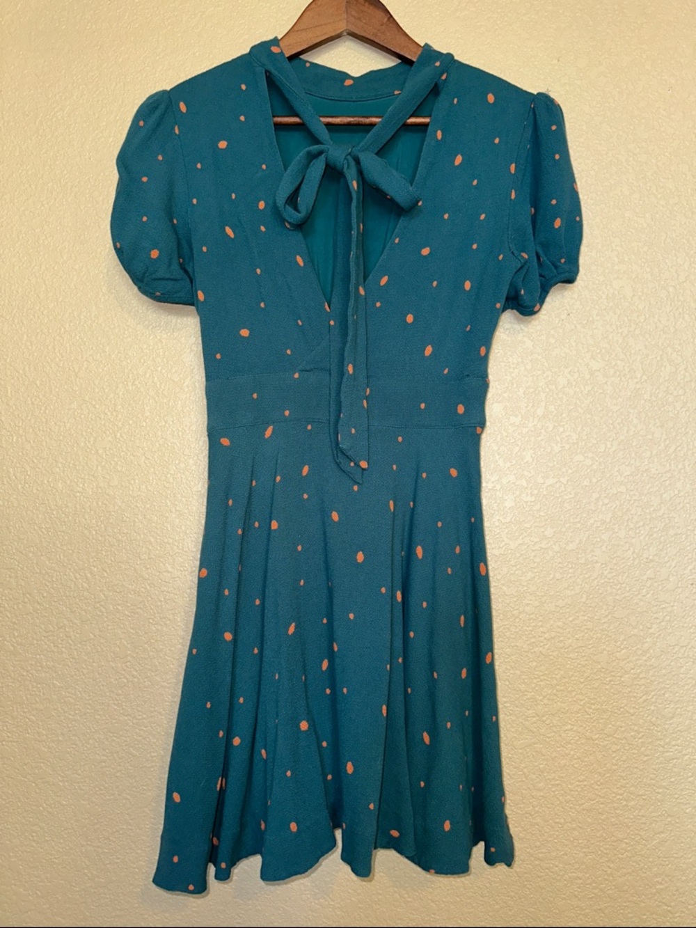 Free People Polka Dot Tie-Neck Mini Dress